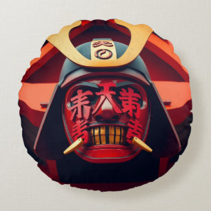 Coussins Ronds Masque de samouraï anime rouge