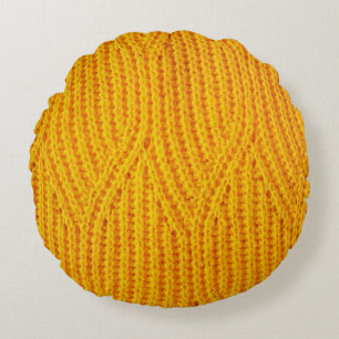 Coussins Ronds Matériau textile de surface tricoté jaune arrière