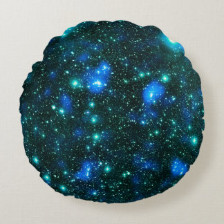 Coussins Ronds Matière Sombre Bleu Turquoise