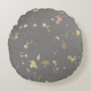 Coussins Ronds Matte Gold et Rose Gold Flakes Warm Dark Grey