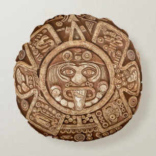 Coussins Ronds Maya Tribal Pagan : Texture ornementale