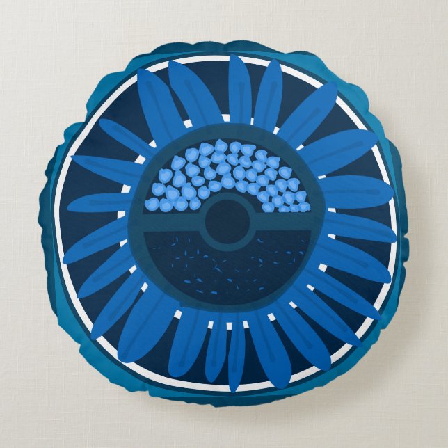 Coussins Ronds Mazipoodles Sunflower Sunshine : Bleu 2 (Devant)