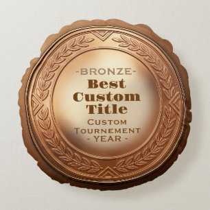 Coussins Ronds Médaille de bronze réaliste 3D personnalisable et 