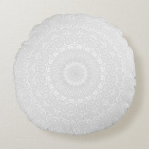 Coussins Ronds Médaillon de kaléidoscope Mandala blanc