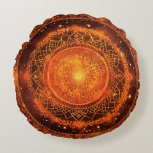 Coussins Ronds Méditation de Sacral Chakra Orange Mandala