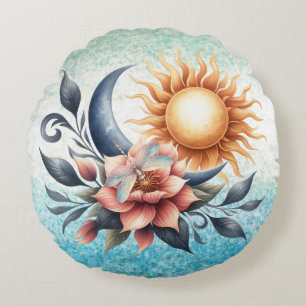 Coussins Ronds Méditation fleur de lotus libellule