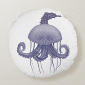Coussins Ronds MÉDUSE hippocampe BLEU (Dos)