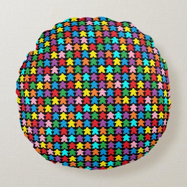 Coussins Ronds Meeples multicolores (Devant)