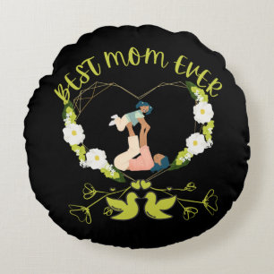 Coussins Ronds Meilleure Maman Jamais Mère Et Fille Vert Floral