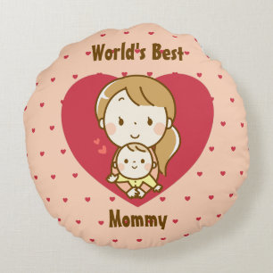Coussins Ronds Meilleure maman mignonne Fête des Mères Kawaii Car