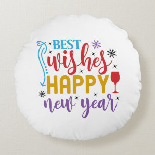 Coussins Ronds Meilleurs Vœux Bonne Année Design-80967