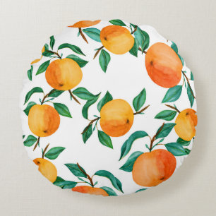 Coussins Ronds Mélange floral coloré : Illustration aquarelle.