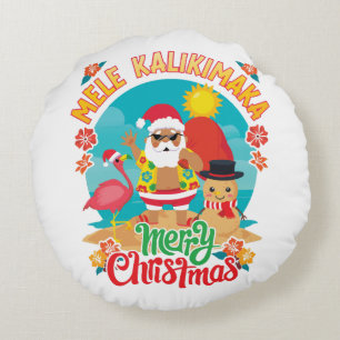 Coussins Ronds Mele Kalikimaka pour un joyeux Noël hawaïen