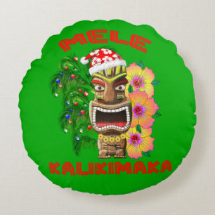 Coussins Ronds Mele Kalikimaka Santa Claus Tiki