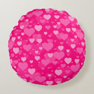 Coussins Ronds Mer des coeurs sur le fuchsia rose Girly