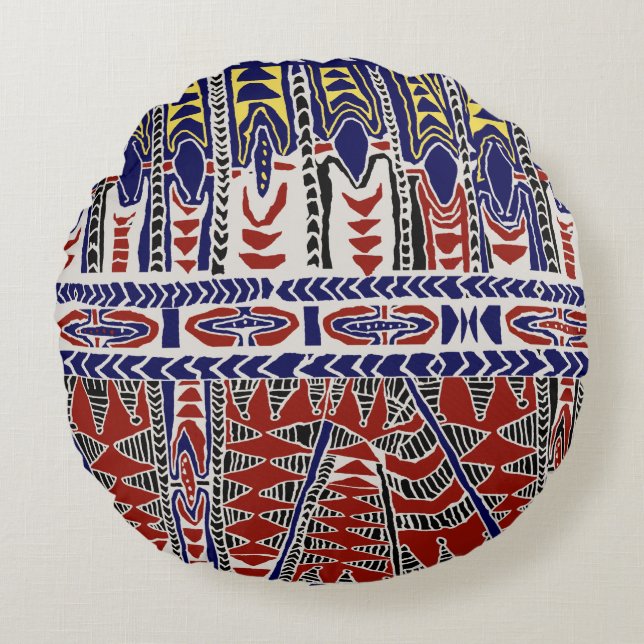 Coussins Ronds Mer du Sud Samoa Batik (Devant)