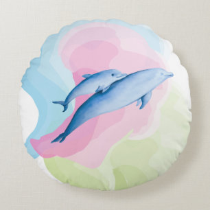 Coussins Ronds Mer Extraordinaire avec dauphins