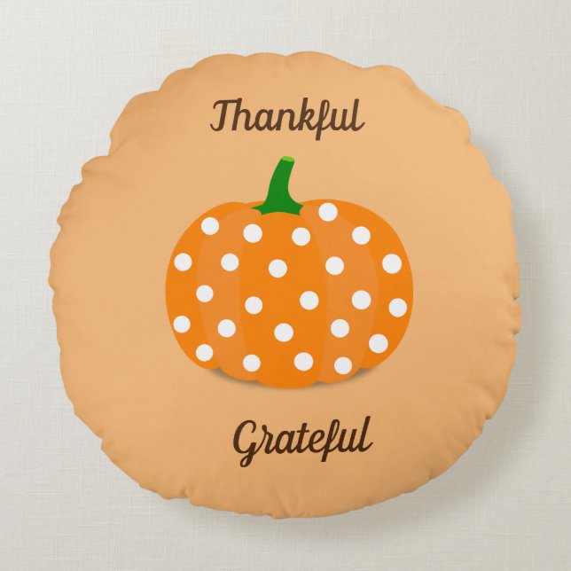 Coussins Ronds Merci Grateful Design Citrouille (Devant)