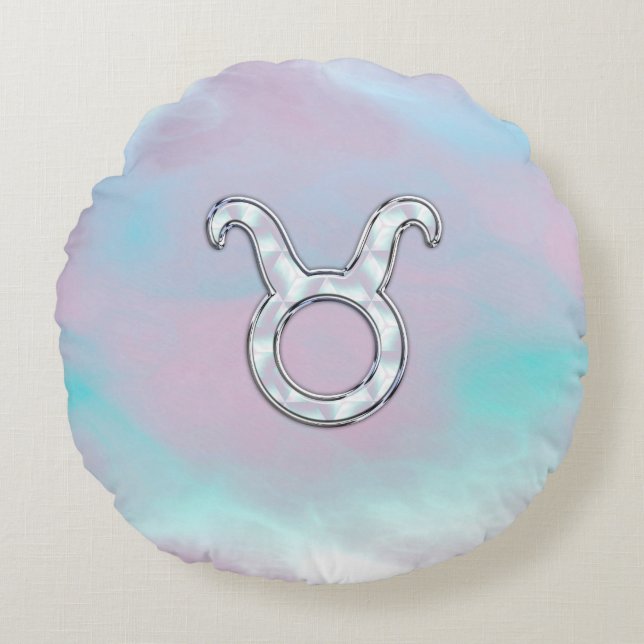 Coussins Ronds Mère de style perle Taurus Zodiac Horoscope (Devant)