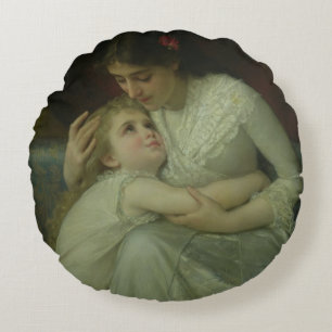 Coussins Ronds Mère et enfant (huile sur la toile)