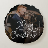 Coussins Ronds Merry Christmas Whimsical Script  Custom Photo  (Devant)