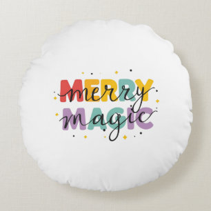 Coussins Ronds Merry Magic Colorful Illustration