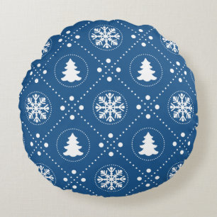 Coussins Ronds Merveilleux Motif de Noël bleu blanc