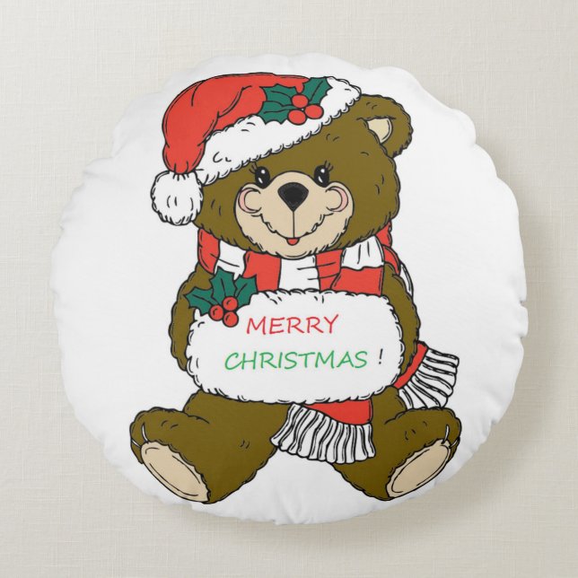 COUSSINS RONDS "MERY NOËL" TEDDDY BEAR (Devant)