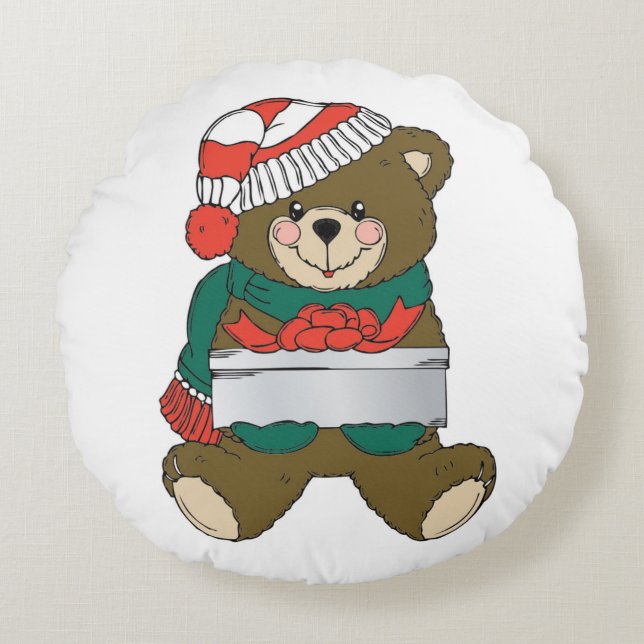 COUSSINS RONDS "MERY NOËL" TEDDDY BEAR (Devant)