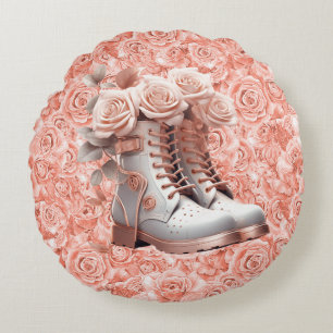 Coussins Ronds Message Extraordinaire de la paix sur rose rose Co