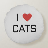 Coussins Ronds Message J'aime les Chats (Dos)