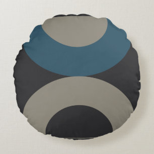 Coussins Ronds Mi-siècle moderne bleu jaune Gunmetal