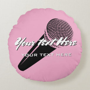 Coussins Ronds Microphone à main design vintage personnalisé rose