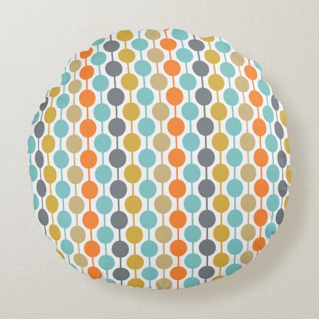 Coussins Ronds Mid-Century Modern Retro Geometric Circles Pattern (Devant)
