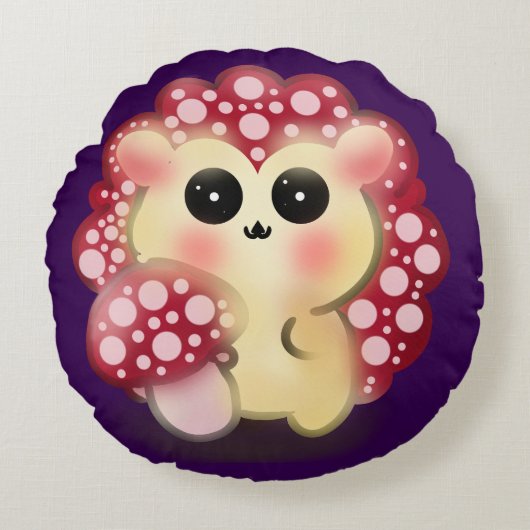 Coussins Ronds Mignon Champignon Rouge Kawaii Hérisson Toadstool (Devant)