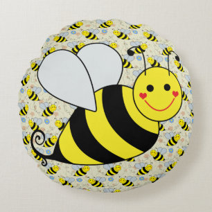 Coussins Ronds Mignon gaffez l'abeille avec le motif