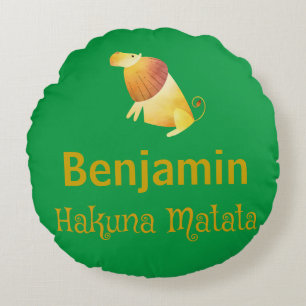 Coussins Ronds Mignon Hakuna Matata Safari Lion Vert