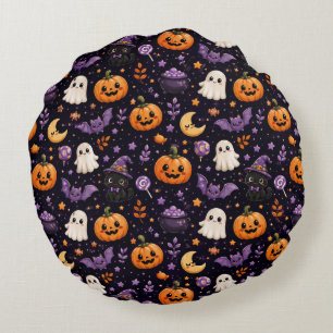 Coussins Ronds Mignon motif de citrouille de fantôme de chat de c