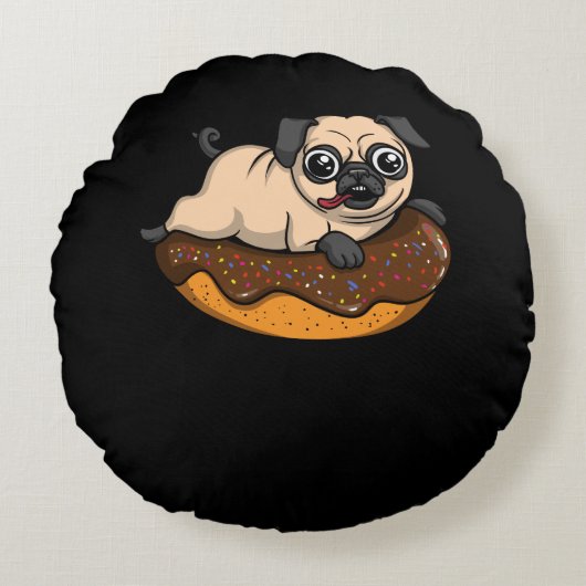 Coussins Ronds Mignonne Chien Carlin équitation Donut Funny Anima (Devant)