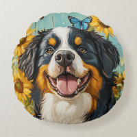 Mignonne Chien Peinture Tournesols Rustiques Papil