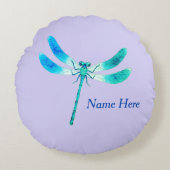 Coussins Ronds Mignonne comme Bleu Boeuf Dragonfly vert sur Viole (Devant)