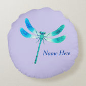 Coussins Ronds Mignonne comme Bleu Boeuf Dragonfly vert sur Viole (Dos)