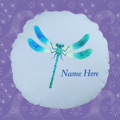 Coussins Ronds Mignonne comme une libellule bleue Bug Green