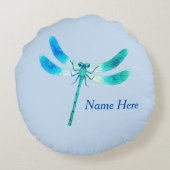 Coussins Ronds Mignonne comme une libellule bleue Bug Green (Dos)