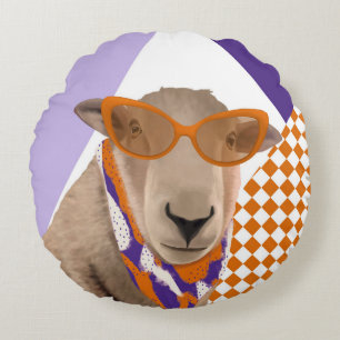 Coussins Ronds Mignonne Mouton Avec Lunettes