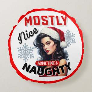 Coussins Ronds Mignonne Parfois Naughty Retro Noël Pinup