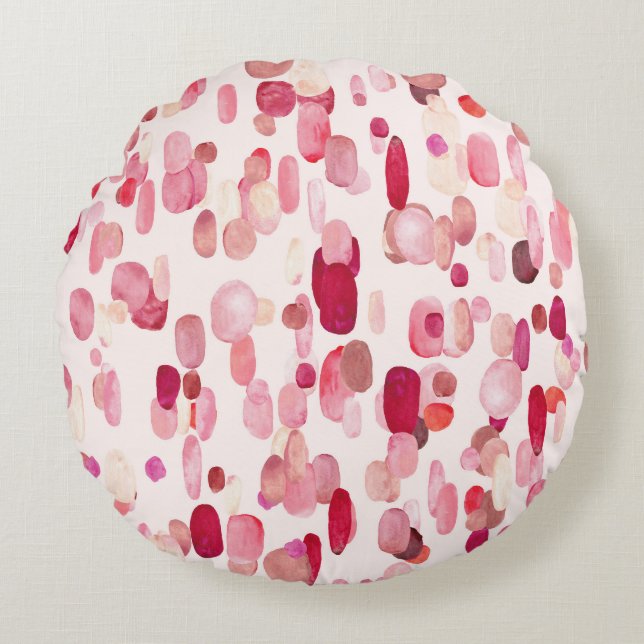 Coussins Ronds Mignonnes Zones Rouges Roses Simples (Devant)