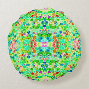 Coussins Ronds Mignons motifs de cosmos en spirale colorés