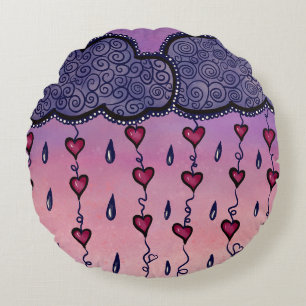 Coussins Ronds Mignons nuages et coeurs art
