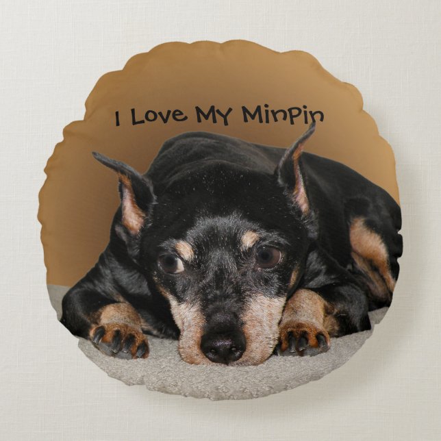 Coussins Ronds Miniature Pinscher aka Min Pin Love (Devant)